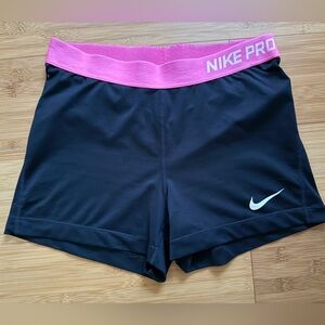 NIKE PRO  Dri-Fit Shorts In Black/Pink Women's Size L